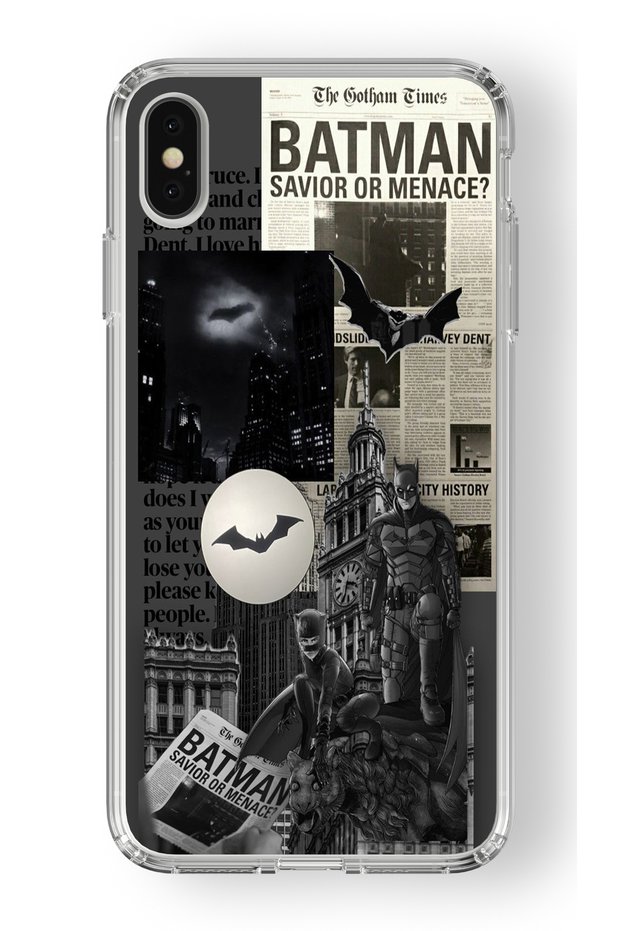 Batman Design Printed Transparent Case Compatible with iPhone XS Max