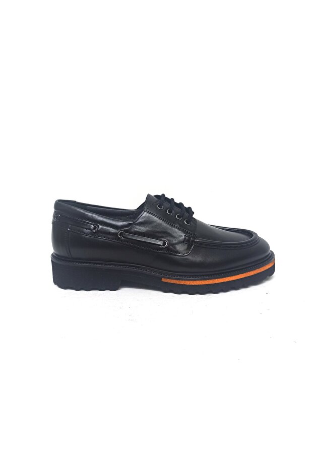LUCIANO BELLINI BLACK LEATHER MEN'S SNEAKER SHOES