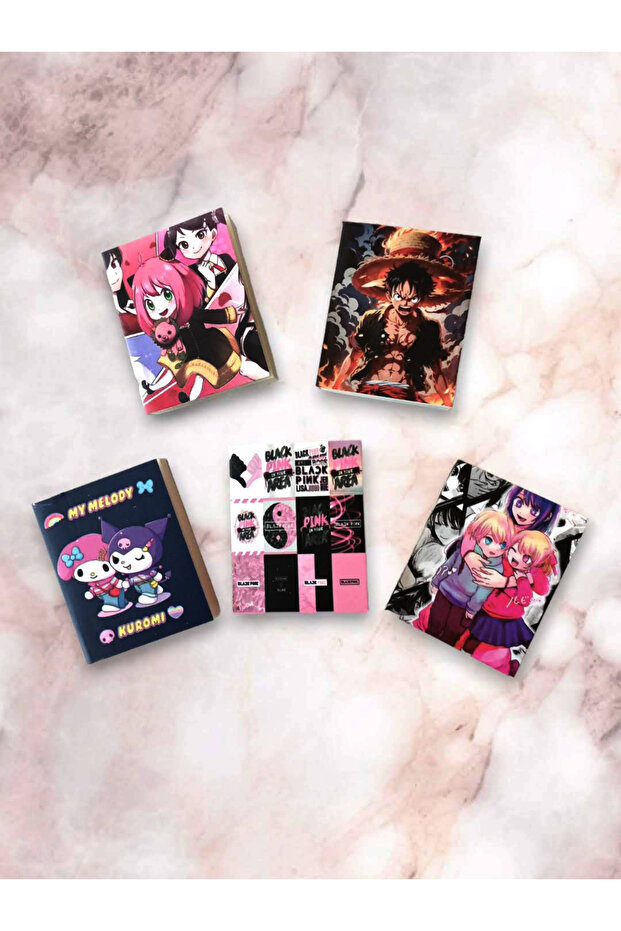 مجموعة من 5 دفاتر ملاحظات صغيرة تحت عنوان الرسوم المتحركة، دفتر ملاحظات صغير، دفتر ملاحظات صغير، مجموعة دفاتر ملاحظات أنيمي بدون خطوط - 1