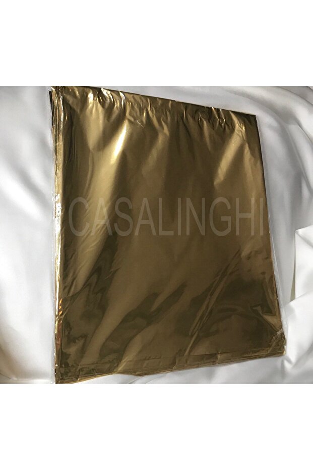 Shiny Gold Gift Wrap Metalized Gold Yellow Bag with Tape 30x35 cm - 1 Pack (100 Pieces)