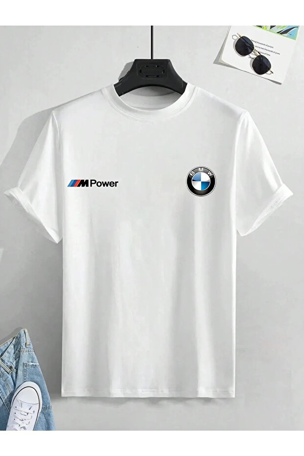 Unisex Large Size m Power Printed Short Sleeve 100% Cotton T-Shirt