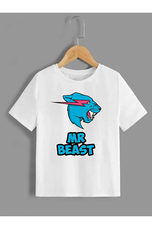Children's Mr Beast Printed Short Sleeve 100% Cotton T-Shirt