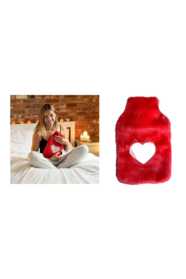 HOT WATER BAG PLUSH HEART, PINK THERMOFOR 26X17X2CM 1 LITER