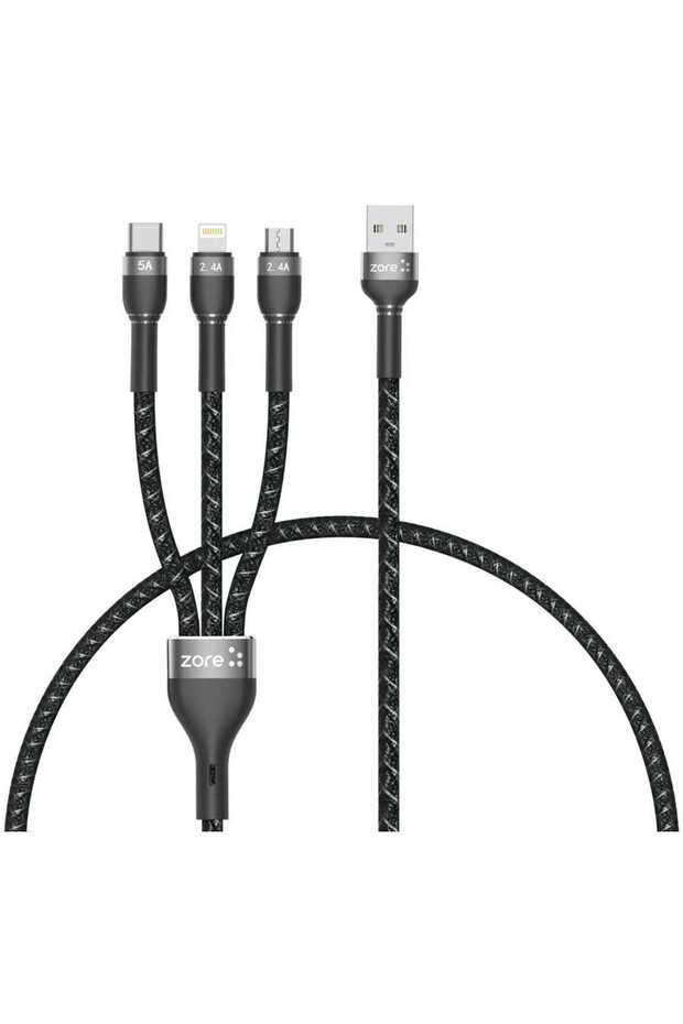 سلسلة شيرا السوداء 3 في 1 كابل USB 30 سم - BTS