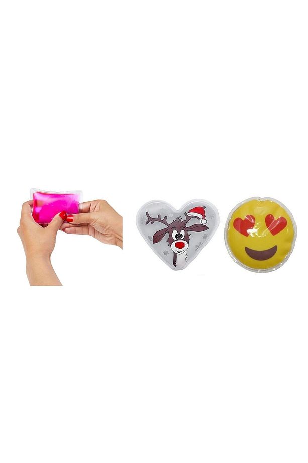 KALP EMOJİ BEYAZ GEYİK CEP SOBASI,EL ISITICI,İKİ ADET SICAK SU TORBASI PVC 9cm - 4