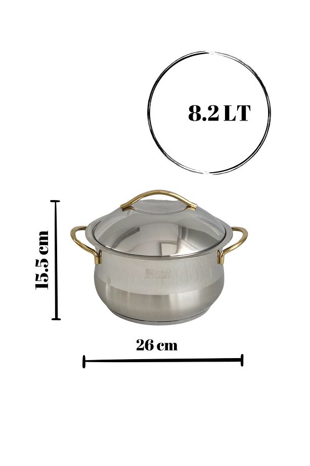Jumbo Boy 13,8Lt 8,2Lt 6,2 Lt  3’lü Paslanmaz Çelik Tencere Seti - 3