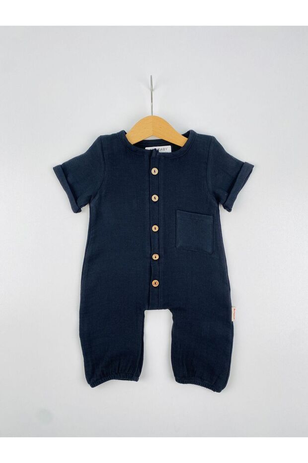 Unisex Short Sleeve Muslin Baby Jumpsuit