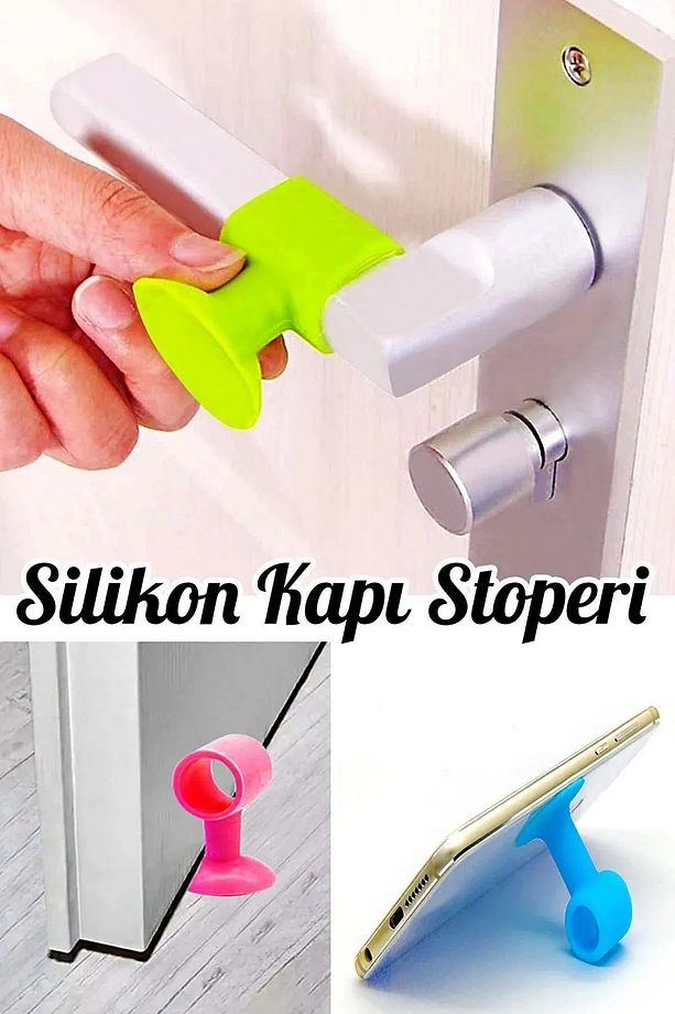 5 Adet Kapı Stoperi Silikon Kapı Takozu Kapı Koluna Takılan Kapı Durdurucu Door Stop - 4