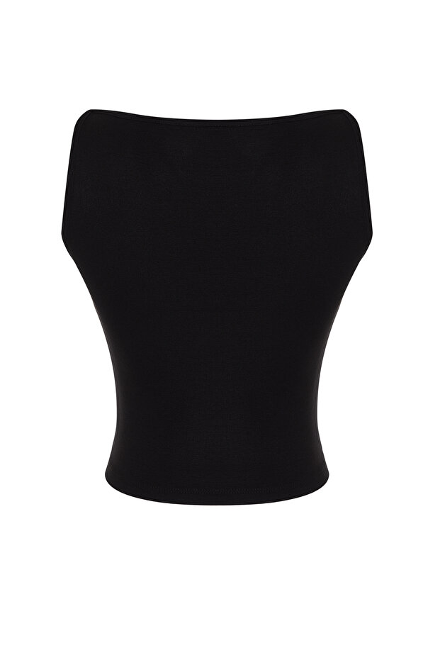 Siyah Askılı Fitted/Vücuda Oturan Esnek Örme Bluz TWOSS24BZ00535 - 8