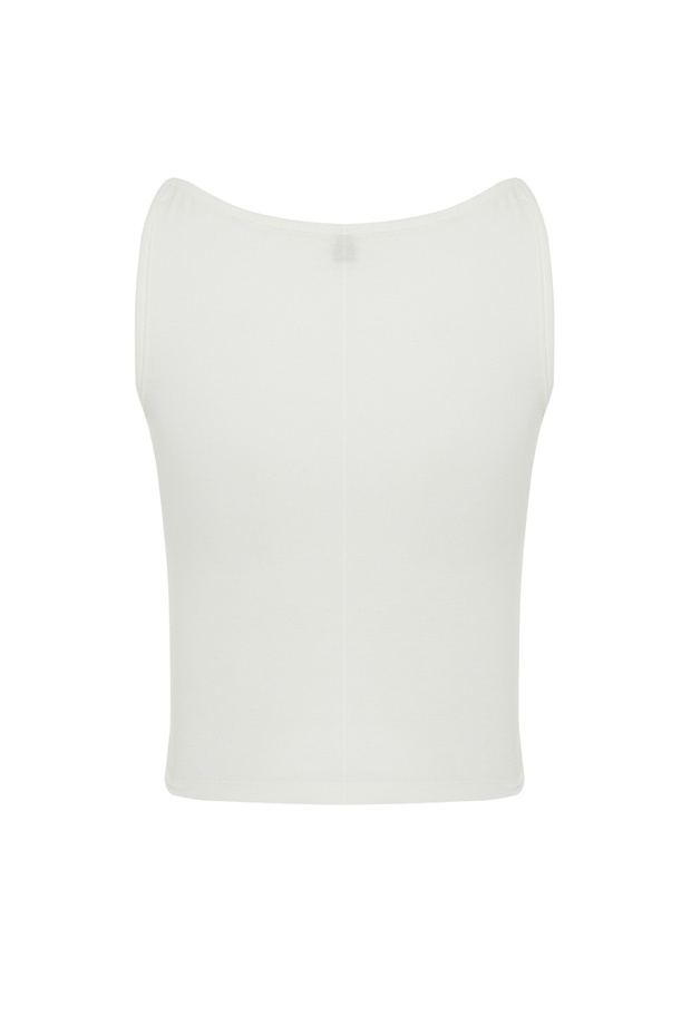Beyaz Askılı Fitted/Vücuda Oturan Esnek Örme Bluz TWOSS24BZ00535 - 8