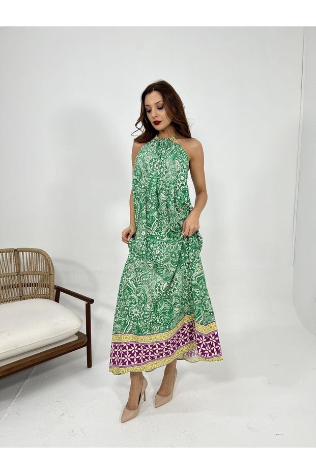 New Season Halter Neck Summer Long Beach Dress 6494