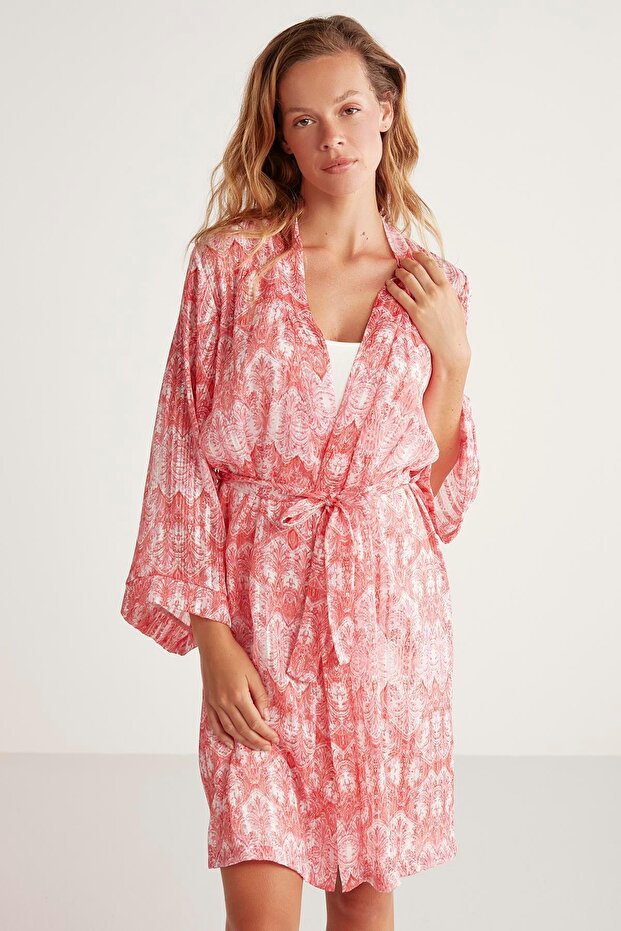 Ethnic patterned dressing gown set - 7