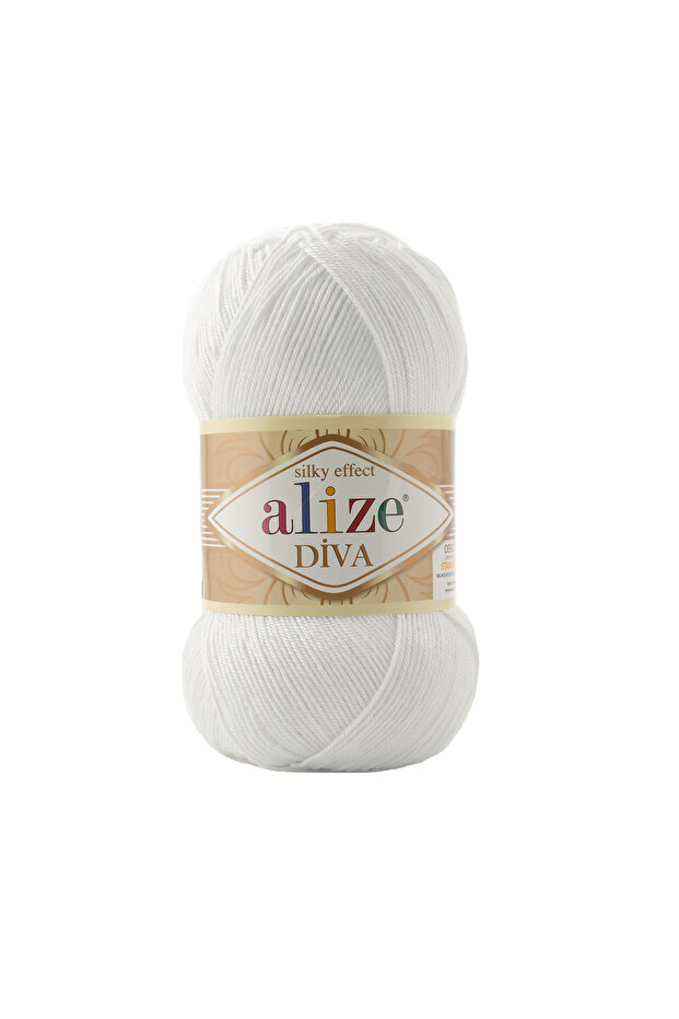 Alize Diva 55 White - 5 броя - 1