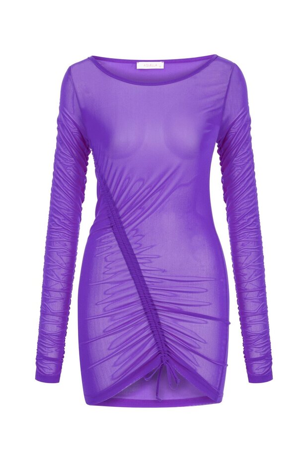 Asymmetrical Ruched Tulle Dress