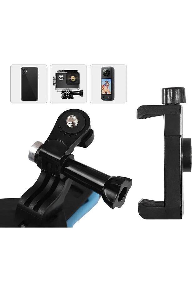 Kask Telefon Aksiyon Kamera  Bağlantı Aparatı Ayarlanabilir ÇİFT BAŞLIKLI VE YEDEK LASTİKLİDİR - 6