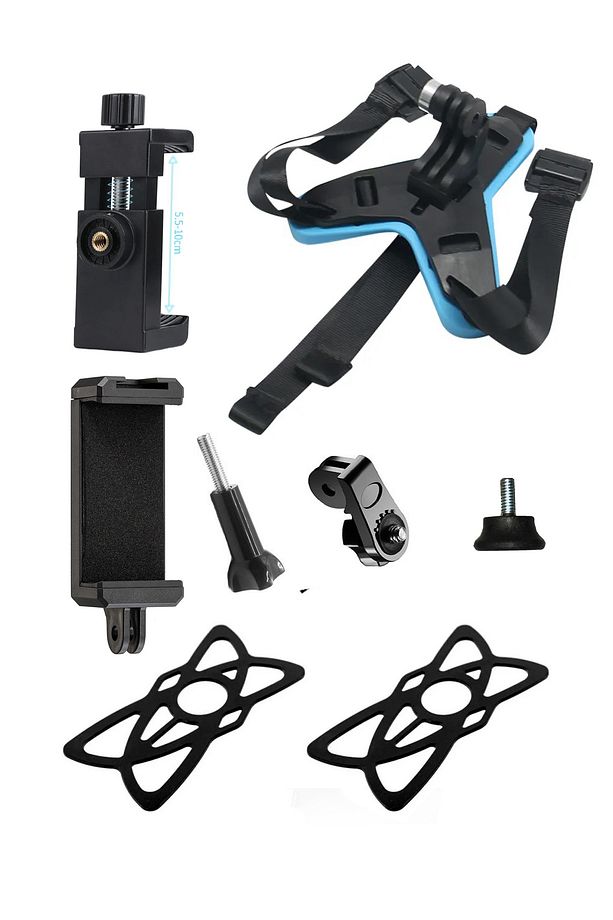 Kask Telefon Aksiyon Kamera  Bağlantı Aparatı Ayarlanabilir ÇİFT BAŞLIKLI VE YEDEK LASTİKLİDİR - 1