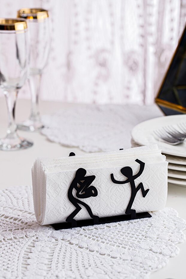 Harmonica Brothers Motif Desktop Decorative Napkin Holder Towel Holder Black (dimension: 12 X 8)