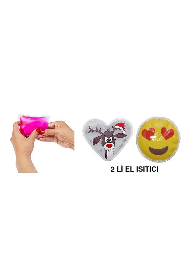 KALP EMOJİ BEYAZ GEYİK CEP SOBASI,EL ISITICI,İKİ ADET SICAK SU TORBASI PVC 9cm - 3