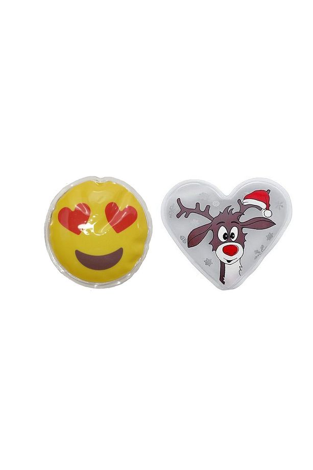 KALP EMOJİ BEYAZ GEYİK CEP SOBASI,EL ISITICI,İKİ ADET SICAK SU TORBASI PVC 9cm - 2