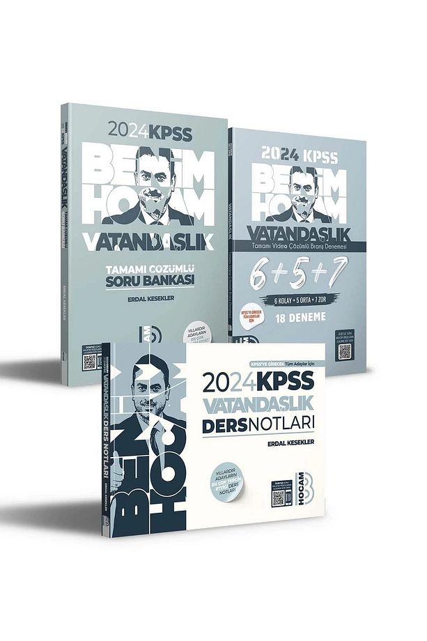 2024 KPSS Vatandaşlık Ders Notları - Soru Bankası ve 6+5+7 Deneme Seti Benim Hocam Yayınları - 2