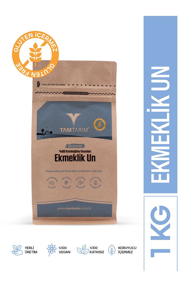 Glutensiz %100 Tam Çiğ Karabuğday Unundan Ekmeklik Un 1 Kg - 1