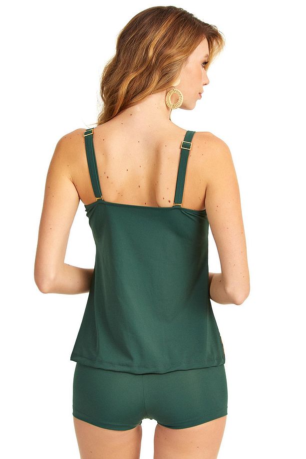 Yeşil Desenli Şortlu Tankini - 2