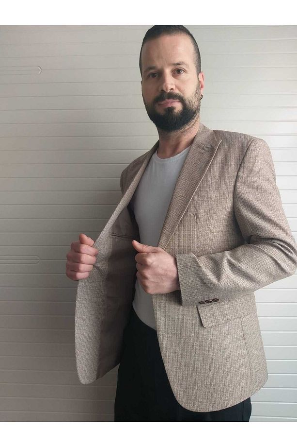 Erkek Blazer Ceket Italyan Stil Slim Fit Sivri Yaka Tek'li 6 Drop Takım Elbise Konbin Yapılır - 3