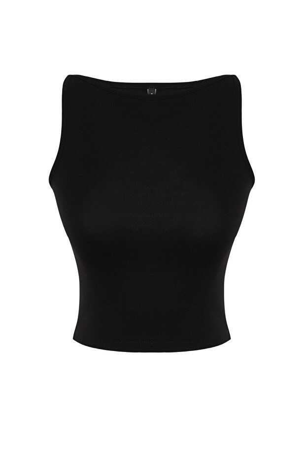 Siyah Askılı Fitted/Vücuda Oturan Esnek Örme Bluz TWOSS24BZ00535 - 7