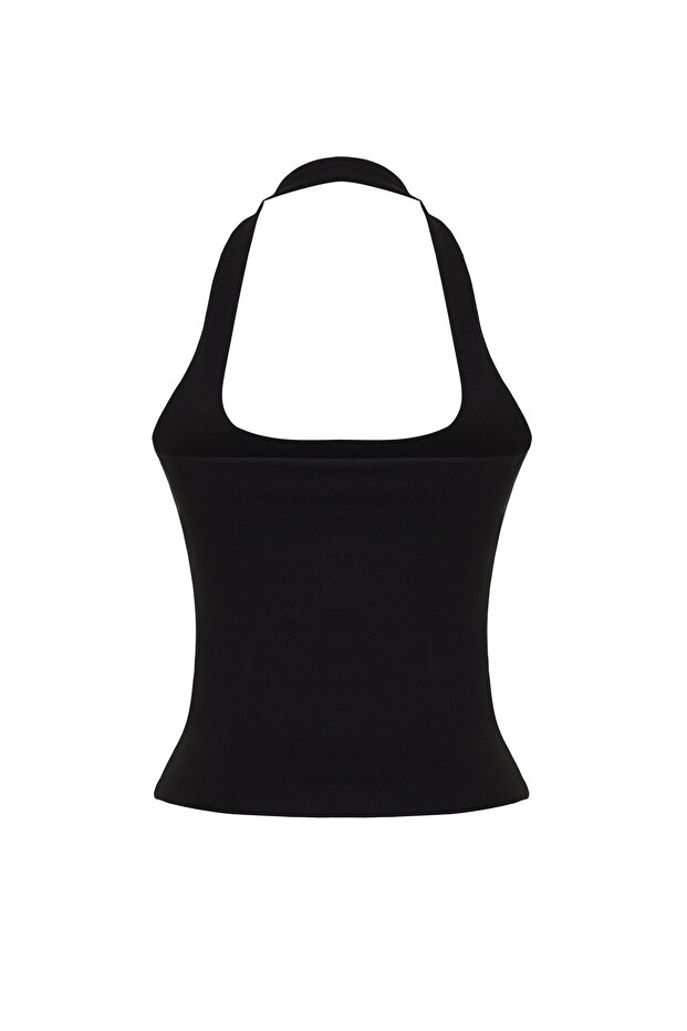 Siyah Fitted/Vücuda Oturan Esnek Örme Bluz TWOSS24BZ00492 - 8