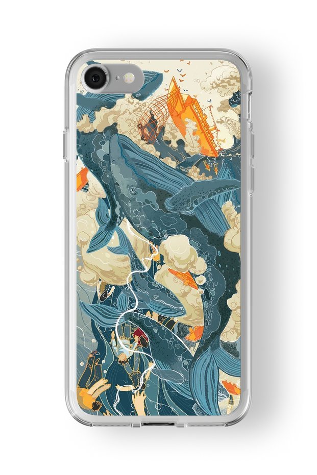 حافظة شفافة مطبوعة بتصميم الحوت متوافقة مع هاتف iPhone 6 و6s