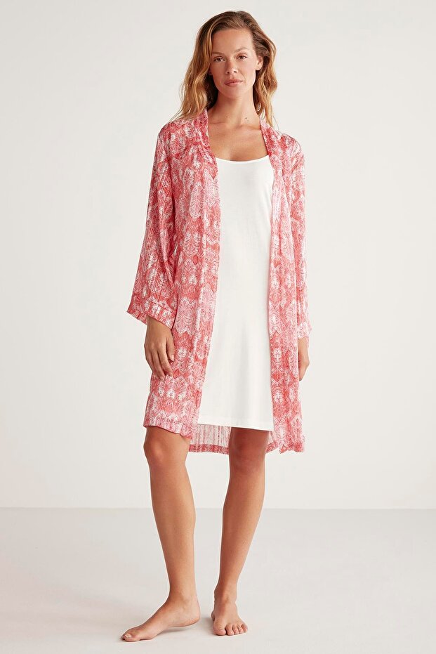 Ethnic patterned dressing gown set - 1