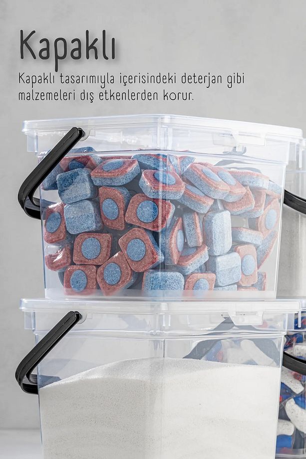 2li 4 Litre Toz Tablet Deterjan Saklama Kabı - Deterjan Kutusu, Toz Tablet Deterjan Kabı - 4