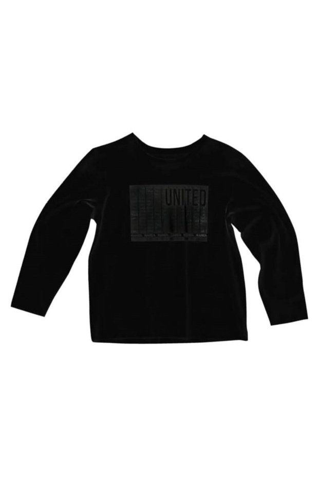 Boy's Black Color Cotton Cotton Seasonal United Printed Sweatshirt