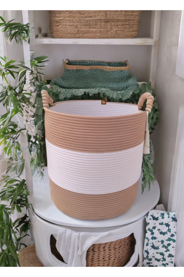 Jute Wicker Bathroom Dirty Toy Basket Organizer Flower Pot Organizer