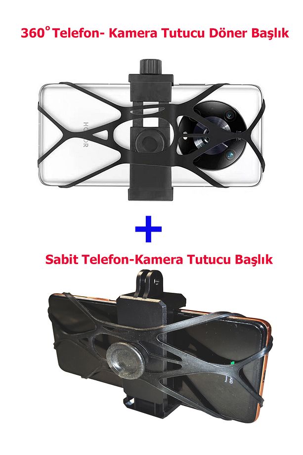 Kask Telefon Aksiyon Kamera  Bağlantı Aparatı Ayarlanabilir ÇİFT BAŞLIKLI VE YEDEK LASTİKLİDİR - 4