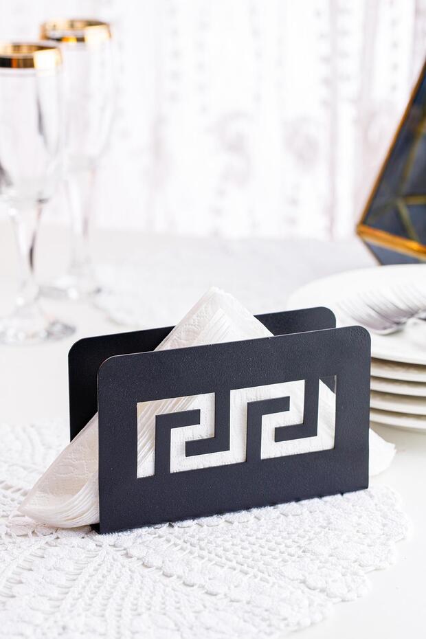 Labyrinth Motif Desktop Decorative Napkin Holder Towel Holder Black (size:15 X 11)