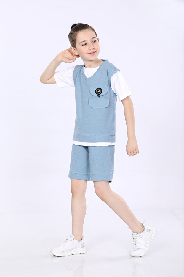 Boy's T-Shirt and Shorts Double Set Vf24kmr5103536