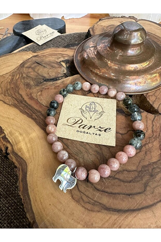 Sunstone and Phrenite Natural Stone Bracelet