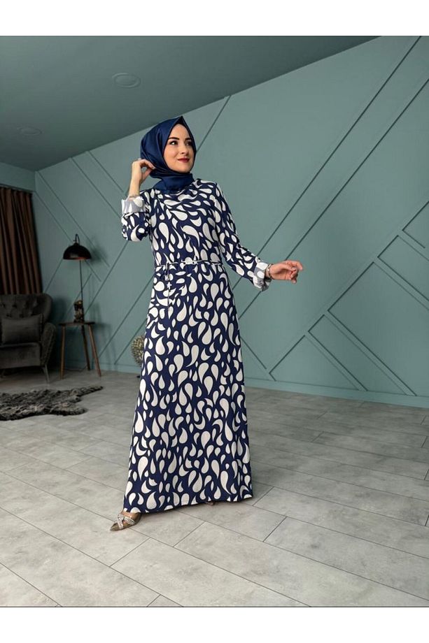 Touche Vatkalı Degaje Yaka Elbise - 3