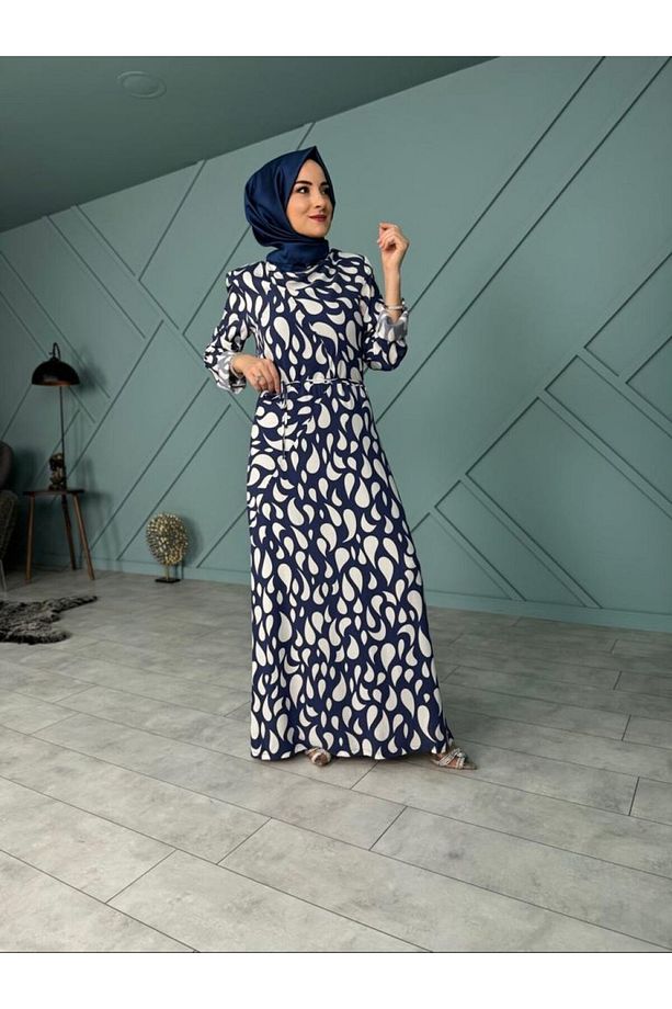Touche Vatkalı Degaje Yaka Elbise - 4