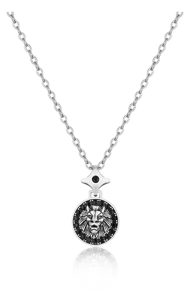 Lion Zircon Stone Custom Made Stainless Steel Chain Men's Necklace