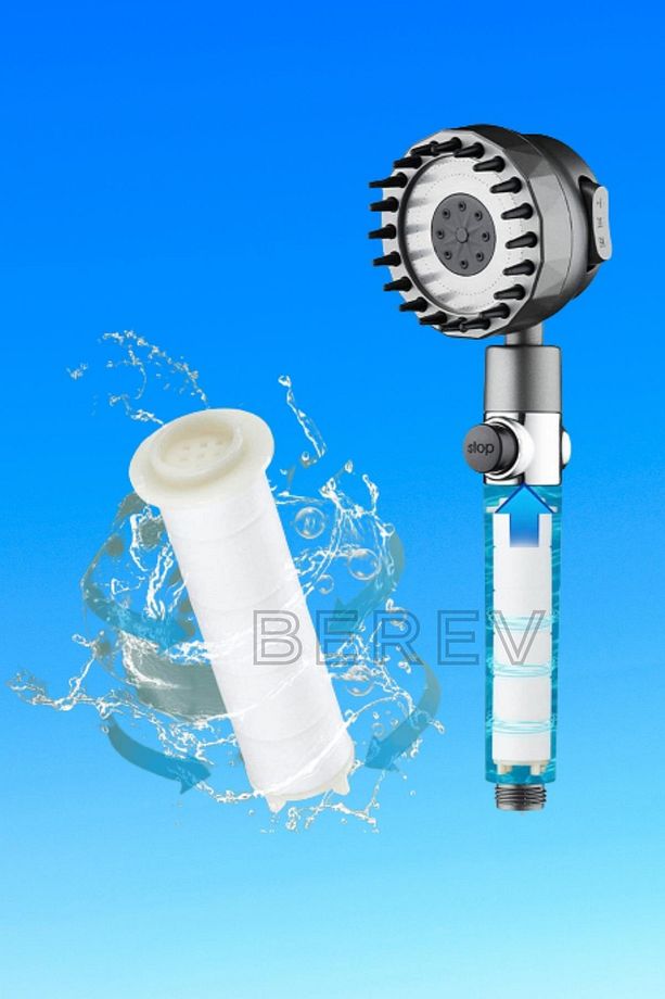 Masajlı 3 Fonksiyonlu Su Tasarruflu Filtreli Turbo Jet Duş Başlığı Siyah 5 Adet Filtre - 3