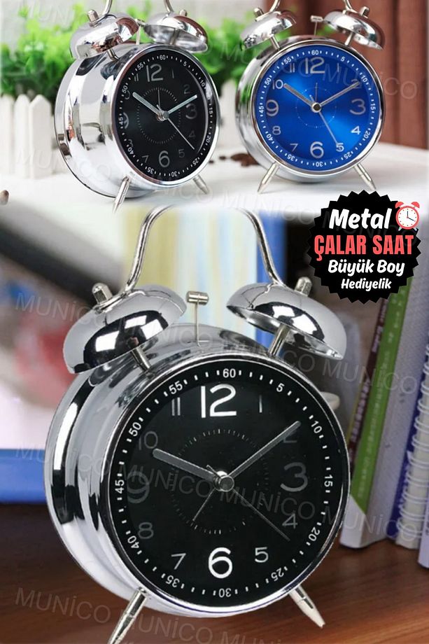 Retro Metal Masa Başı İş Adamlar Ve Terfi İçin Hediyelik Business Çalar Saat Alarmlı Yatak Başı Şık - 5