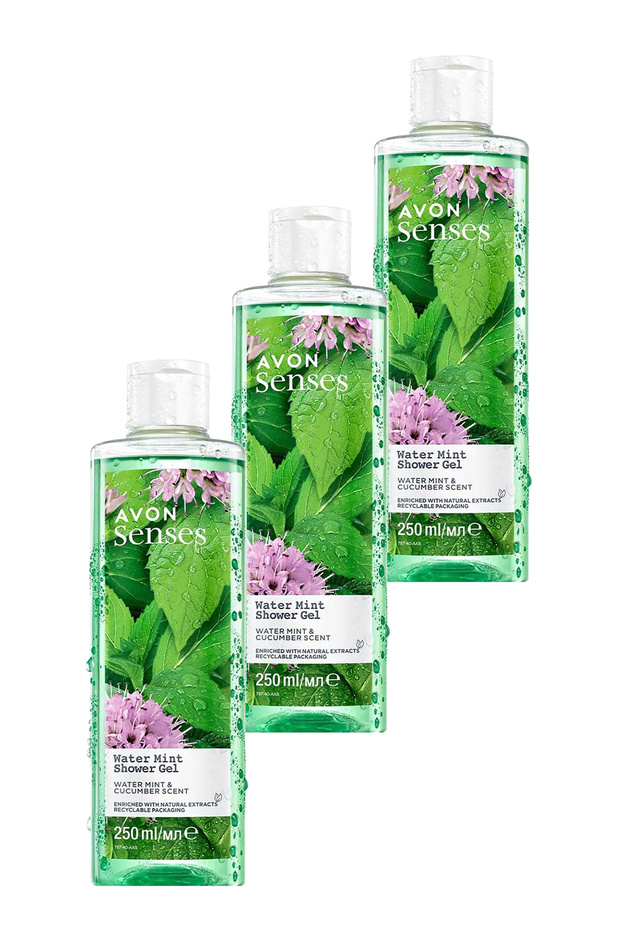 Senses Water Mint Mint and Cucumber Scented Shower Gel 250 Ml. Triple Set