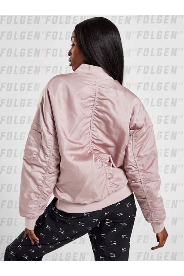 Varsity Reversible Bomber Jacket in Taupe Kadın Pembe Spor Ceket - 2