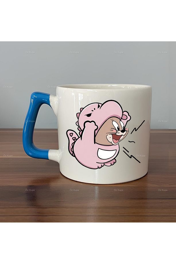 Tom ve Jerry Baskılı Çift 2'li Lüks Kupa Bardak - 2