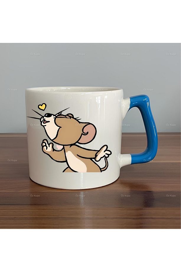 Tom ve Jerry Baskılı Çift 2'li Lüks Kupa Bardak - 3