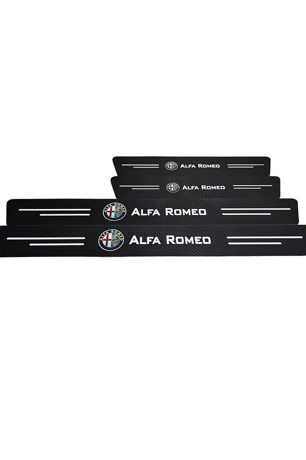 Alfa Romeo Logolu Karbon Kapı Eşiği Koruyucu Bant Folyo 4'lü Set - 1