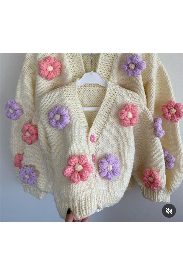 Hand Knitted Baby Daisy Cardigan