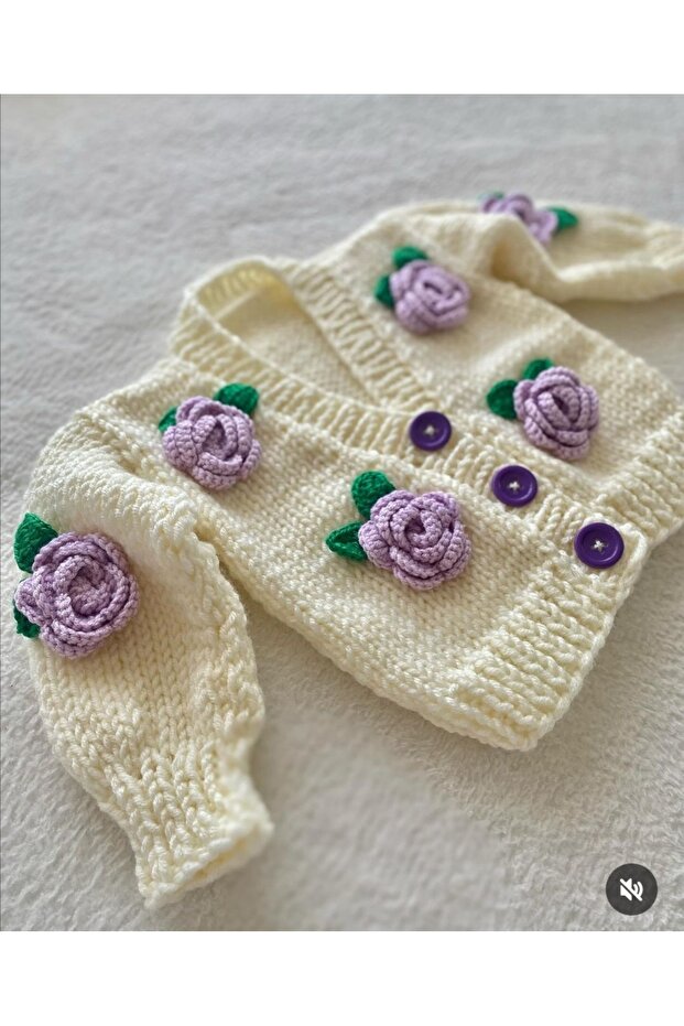 Hand Knitted Baby Rose Cardigan
